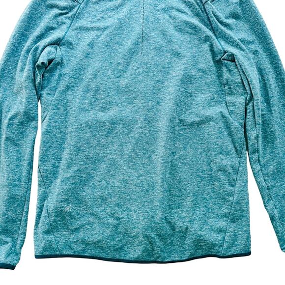 Lululemon Surge Warm Full Zip Heathered Laguna Size Medium Green Blue Rulu Hood - Picture 7 of 9